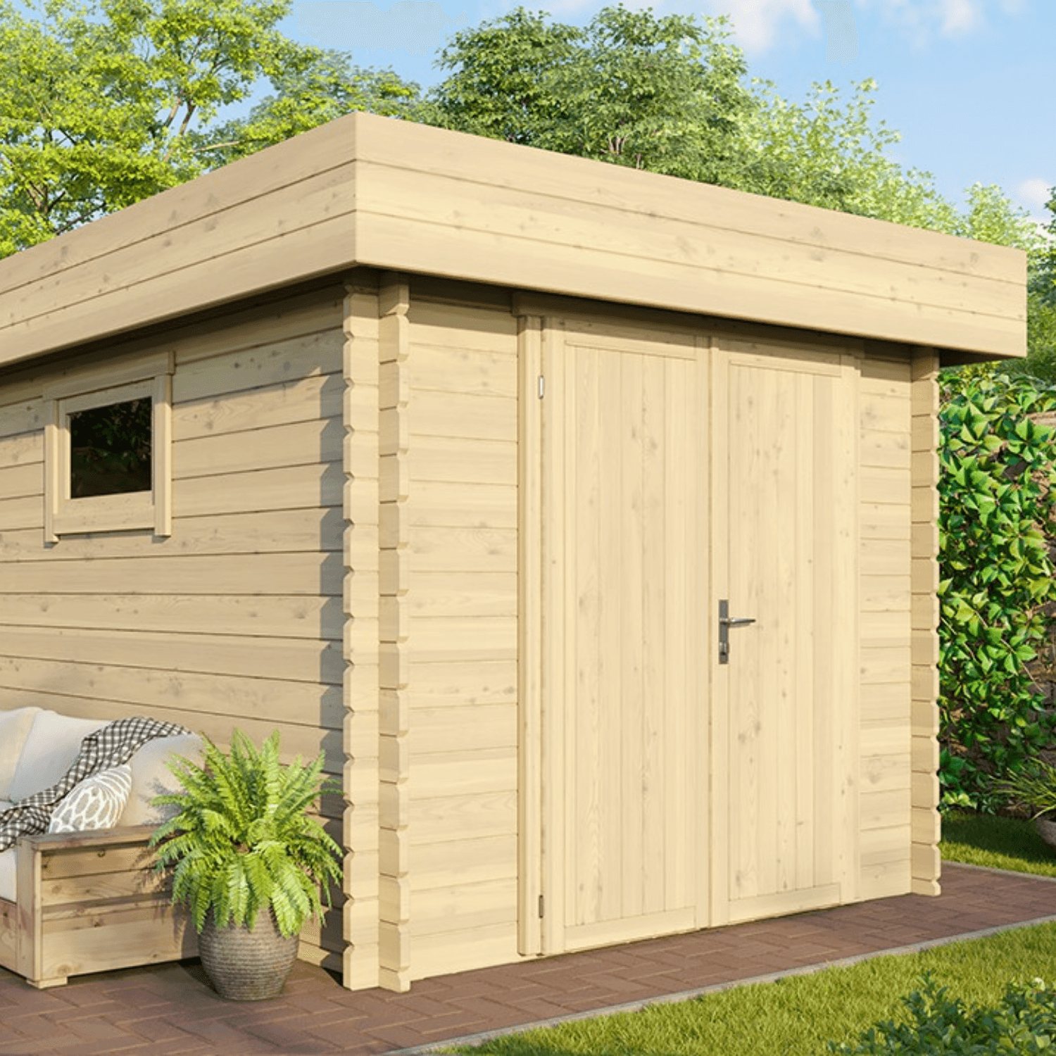 Abri moto en bois ROVETO 12m² – 28mm - Image 1